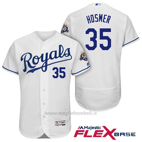 Maglia Baseball Uomo Kansas City Royals Eric Hosmer Bianco 50th Season Flex Base